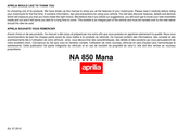 APRILIA NA 850 Mana 2010 Manuel D'instructions