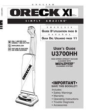 Oreck XL Simply Amazing U3700HH Guide D'utilisation