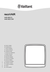 Vaillant recoVAIR VAR 60/2 D Notice D'installation