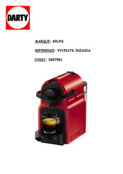 Krups Nespresso My Machine YY1531FD Manuel D'utilisation