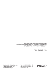 Wesco WH CARO 170 Instructions Pour L'installation Et L'utilisation