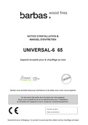 barbas UNIVERSAL-6 65 Notice D'installation & Manuel D'entretien