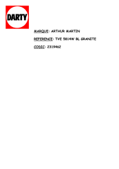 ARTHUR MARTIN TVE 5814W Notice D'utilisation
