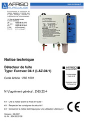 Afriso Eurojauge 265 1001 Notice Technique