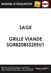 Sage Smart Grill SGR820 Guide Rapide