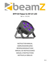 Beamz BFP130 Flatpar 6x 6W UV LED Manuel D'instructions
