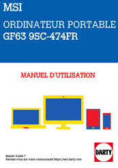 MSI GF63 9SC-474FR Manuel D'utilisation