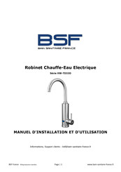 BAIN SANITAIRE FRANCE HW-TD33D Serie Manuel D'installation Et D'utilisation