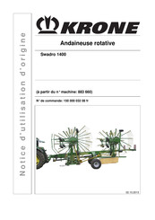 Krone Swadro 1400 Notice D'utilisation D'origine