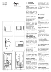 Bpt SC/200 Instructions Pour L'installation