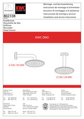 Kwc ONO Z.536.135.000 Instructions De Montage Et D'entretien