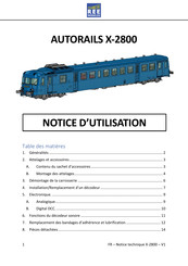 REE MODELES AUTORAILS X-2800 Notice D'utilisation