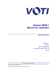 VOTI XR3D-1 Serie Manuel De L'opérateur