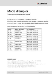 Binder 9110-0196 Mode D'emploi