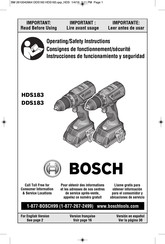 Bosch DDS183 Consignes De Fonctionnement/Sécurité