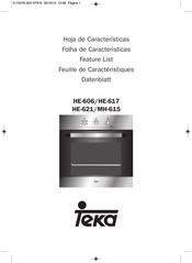 Teka HE-621 Feuille De Caractéristiques