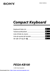 Sony PEGA-KB100 Guide D'aide