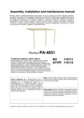 Palmako 110112 Assemblage, Manuel De Montage Et D'entretien