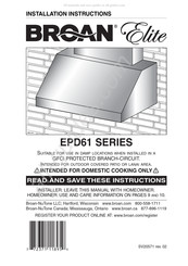 Broan Elite EPD61 Série Guide D'installation