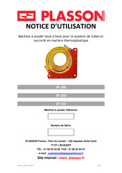 Plasson SP160 Notice D'utilisation