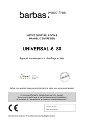barbas UNIVERSAL-6 80 Notice D'installation & Manuel D'entretien