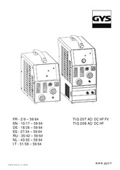 GYS TIG 207 AC/ DC HF FV Mode D'emploi