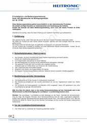 Heitronic 37150 Instructions D'installation Et De Service