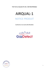 Gastec GazDetect AIRQUAL-1 Notice