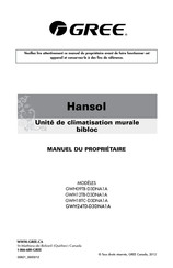 Gree Hansol GWH09TB-D3DNA1A Manuel Du Propriétaire