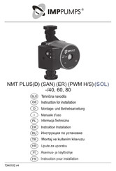 IMPPUMPS NMT SAN PLUS SOL ER PWM H/S 25/60-180 Instructions Pour L'installation