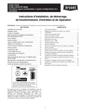 Bryant 912SC Instructions D'installation, De Démarrage, De Fonctionnement, D'entretien Et De Réparation