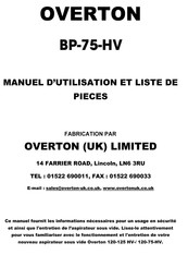 Overton BP-75-HV Manuel D'utilisation Et Liste De Pièces