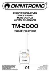 Omnitronic TM-2000 Mode D'emploi