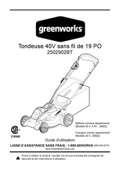 GreenWorks 2502902BT Guide D'utilisation