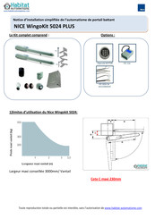 Habitat Automatisme NICE WingoKit 5024 PLUS Notice D'installation Simplifiée