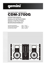 Gemini CDM-3700G Manuel D'instructions