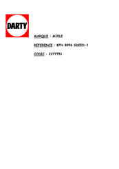 Miele KFN 8996 SDE ed-1 Notice De Montage Et D'utilisation