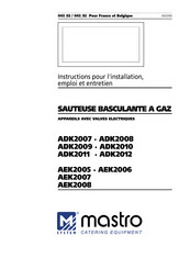 mastro AEK2006 Instructions Pour L'installation, Emploi Et Entretien