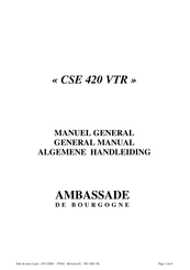 Ambassade de Bourgogne CSE 420 VTR Manuel General