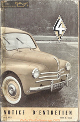 Renault 4 CV 1959 Notice D'entretien