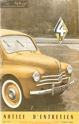 Renault 4 CV 1957 Notice D'entretien