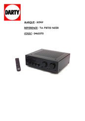Sony 0463370 Mode D'emploi