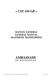 Ambassade de Bourgogne CSE 410 GR Manuel General