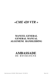 Ambassade de Bourgogne CME 420 VTR Manuel General