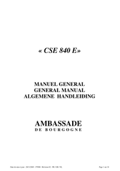 Ambassade de Bourgogne CSE 840 E Manuel General