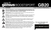 NOCO Genius BOOSTSPORT GB20 Guide D'utilisation Et Garantie