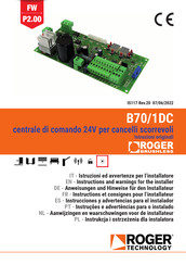 ROBER B70/1DC Instructions Et Consignes Pour L'installateur