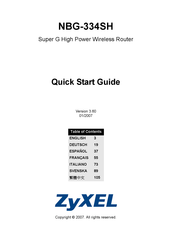 Zyxel NBG-334SH Guide De Démarrage Rapide