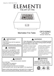 ELEMENTI Manhattan OFG103NG Manuel D'utilisateur