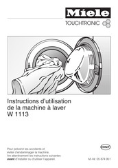 Miele TOUCHTRINIC W 1113 Instructions D'utilisation